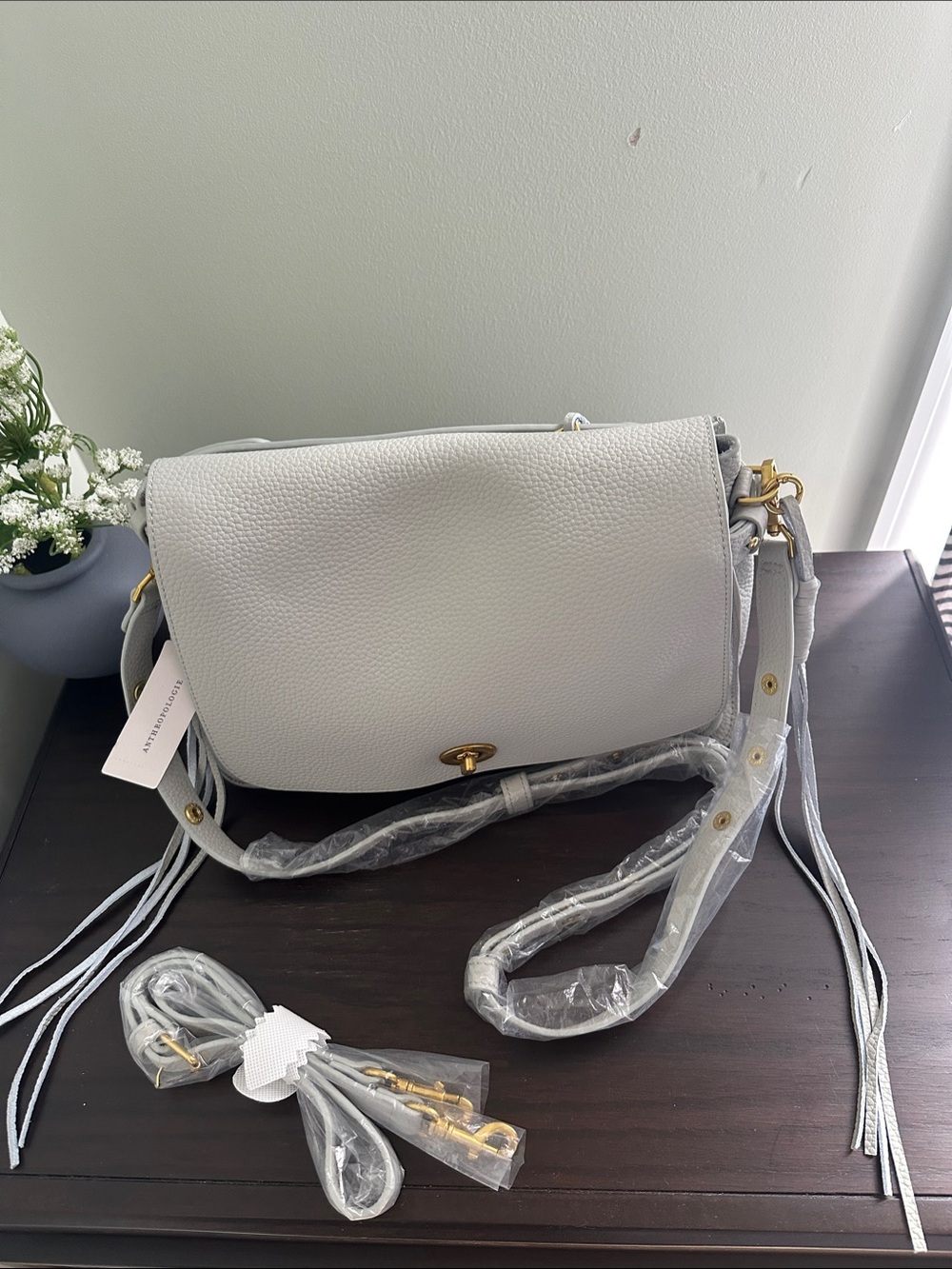 NEW By Anthropologie Porter Leather Bag in Light Grey - Picture 5 of 8